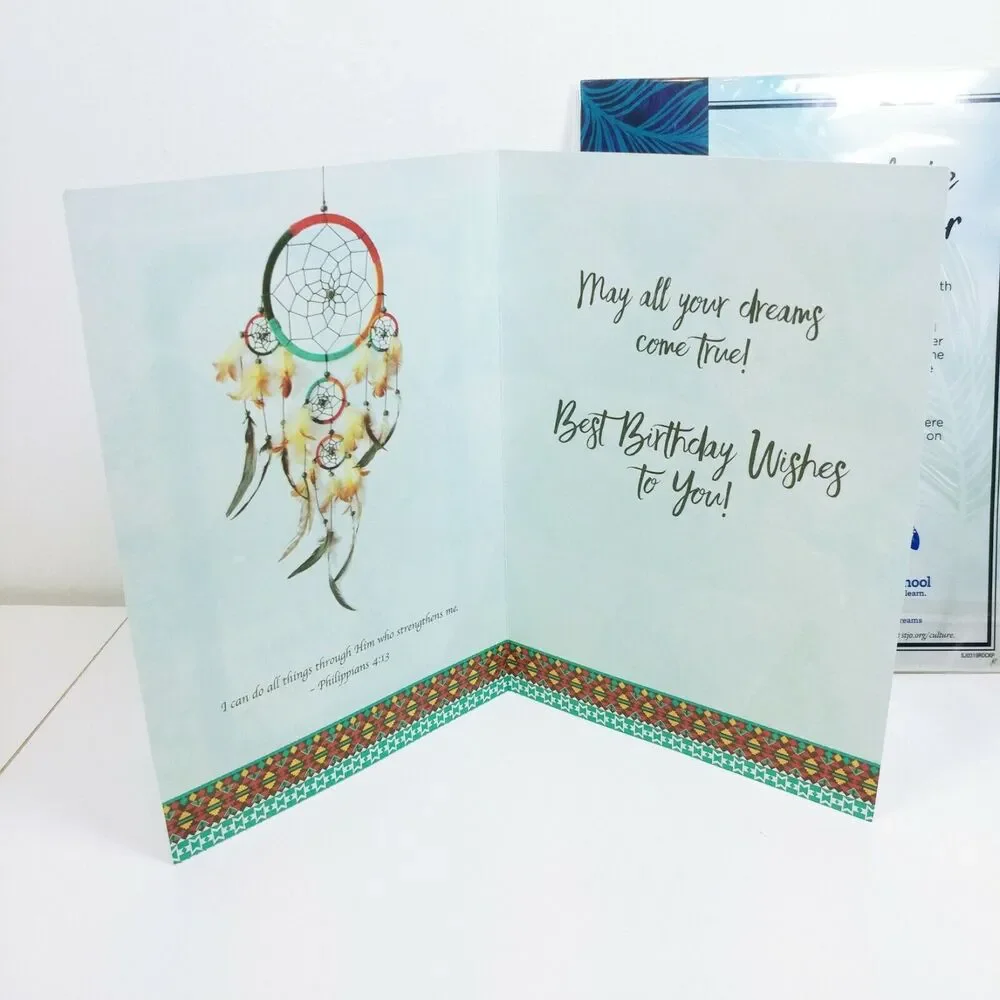 Tribal Bday Card and Handmade Dream Catcher made by St Joseph's Indian School